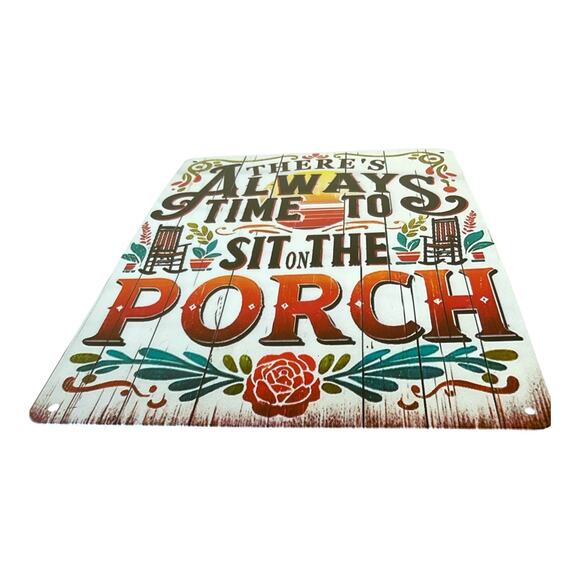 Sit on the Porch Sign Rustic Farmhouse Metal Wall Country Porch Outdoor Decor - Picture 2 of 4